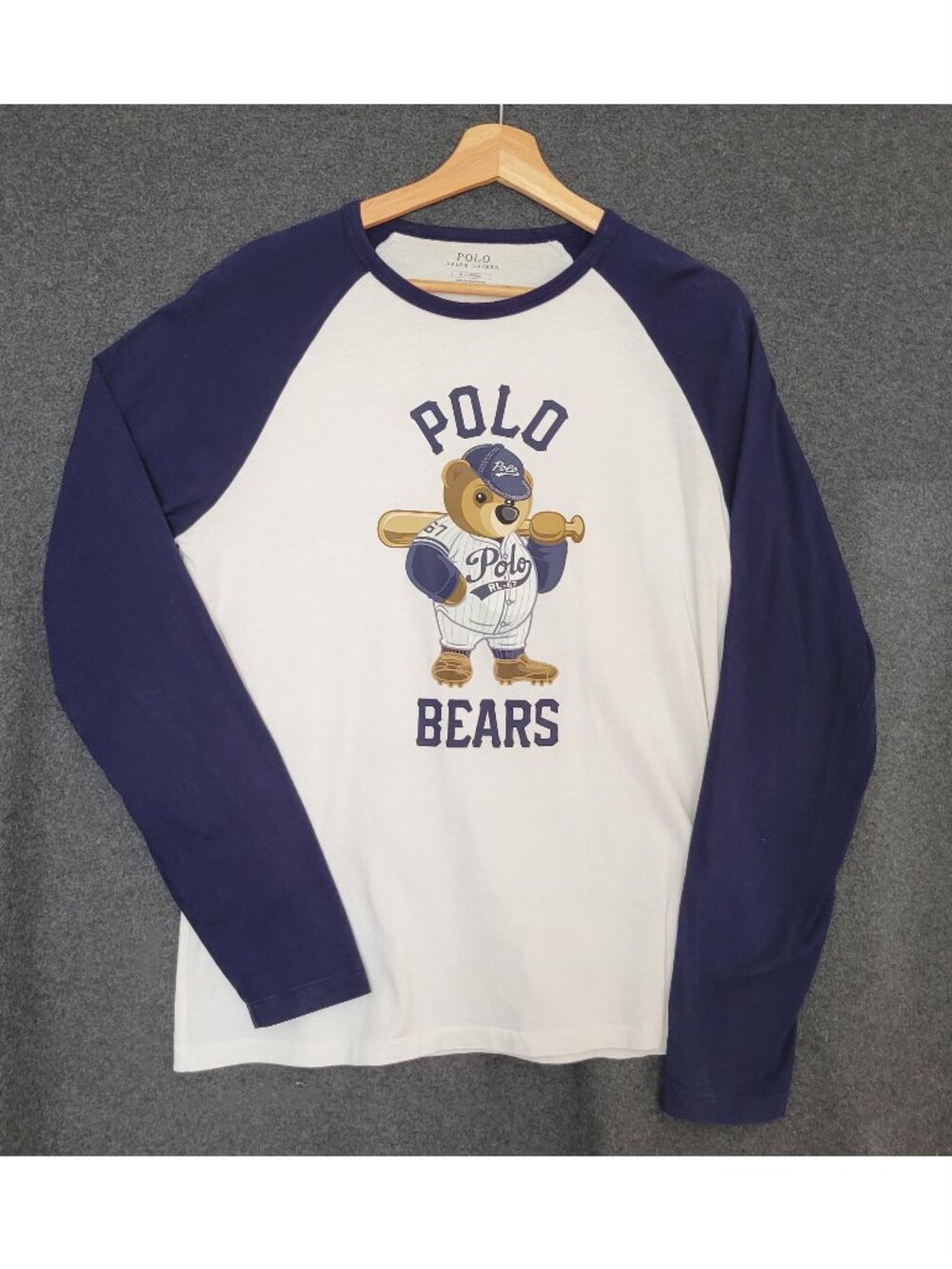 Polo Ralph Lauren Graphic Teddy Baseball Bat Raglan T-Shirt Pullover M  Classic
